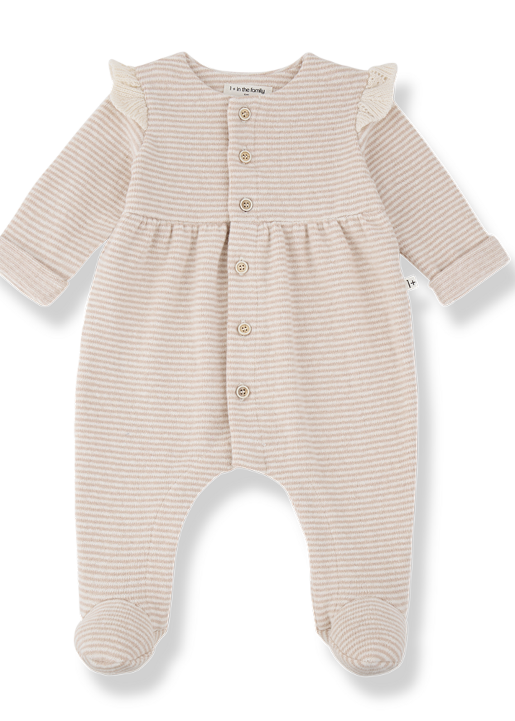 1 + in the family Orleans Cream Girly Footed Jumpsuit