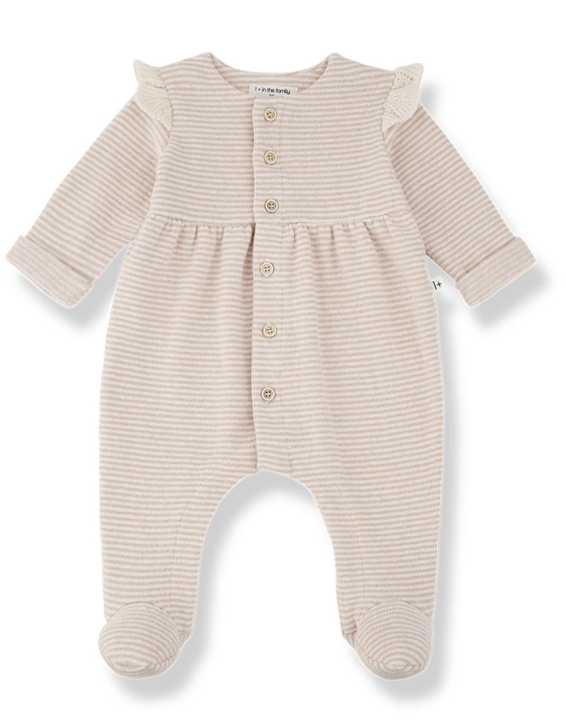 1 + in the family Orleans Cream Girly Footed Jumpsuit