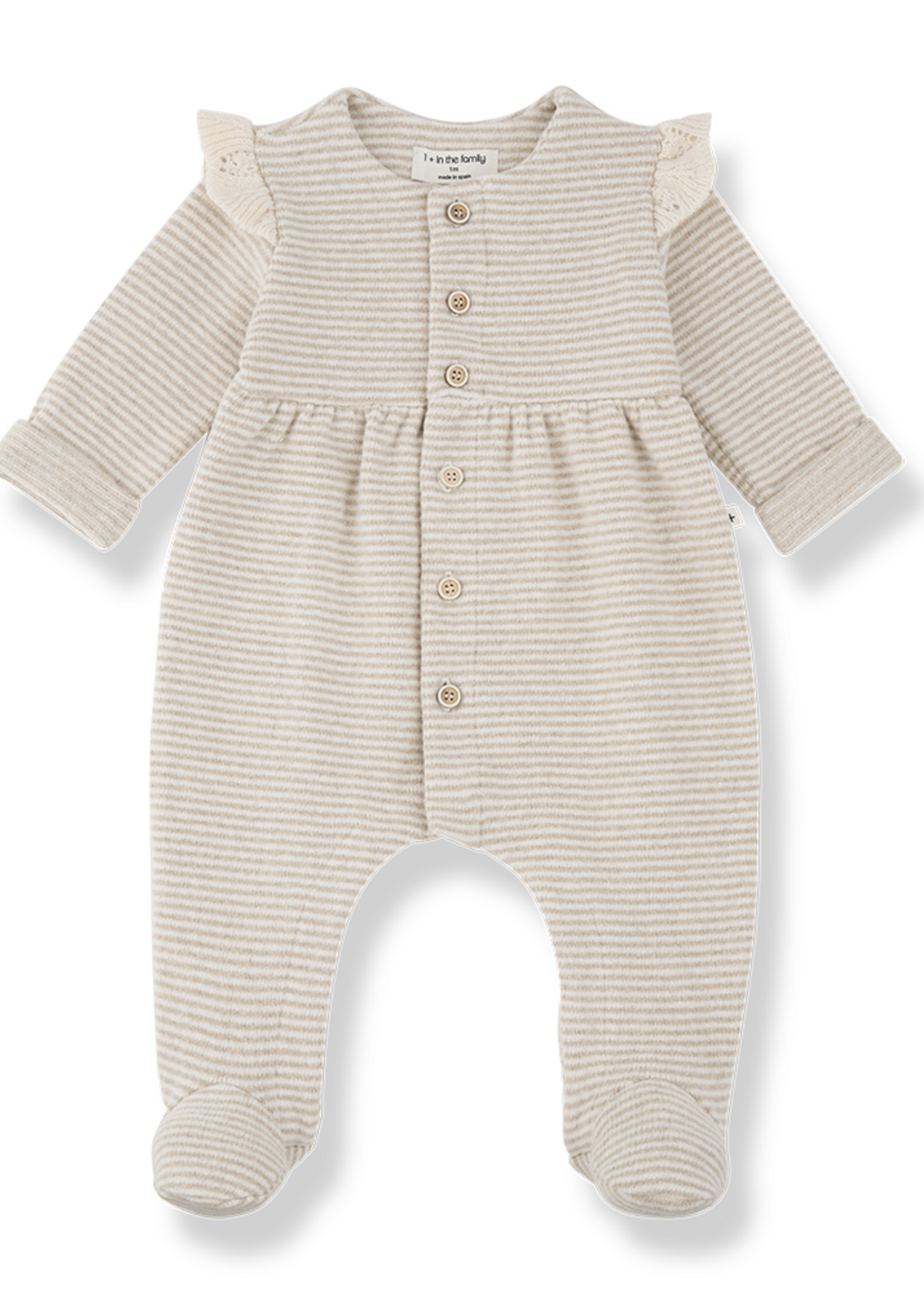 1 + in the family Orleans Beige Girly Footed Jumpsuit