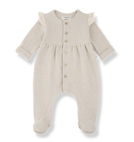 1 + in the family Orleans Beige Girly Footed Jumpsuit