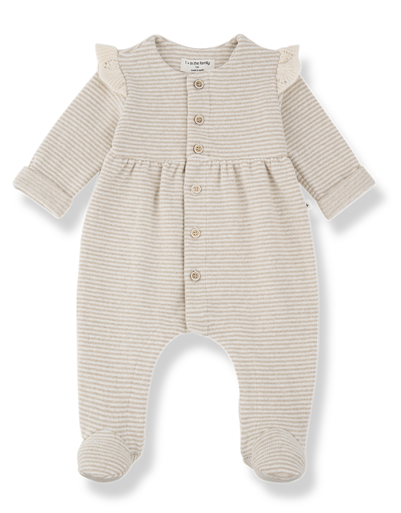 1 + in the family Orleans Beige Girly Footed Jumpsuit