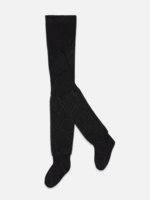 Deux par Deux Black Textured Fur Knit Tights