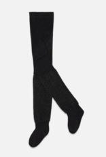Deux par Deux Black Textured Fur Knit Tights
