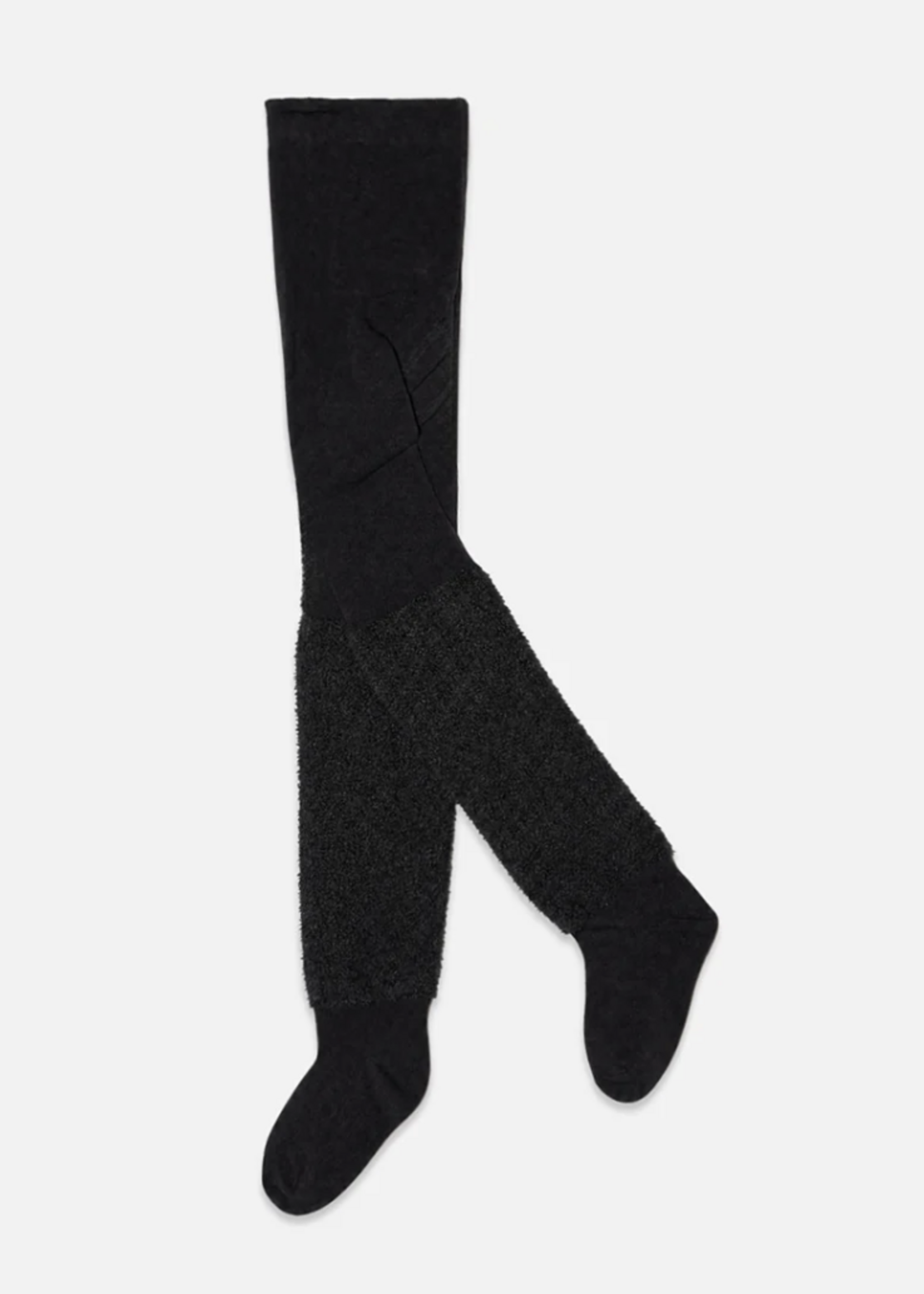 Deux par Deux Black Textured Fur Knit Tights
