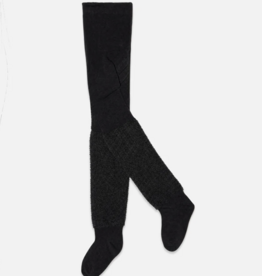 Deux par Deux Black Textured Fur Knit Tights