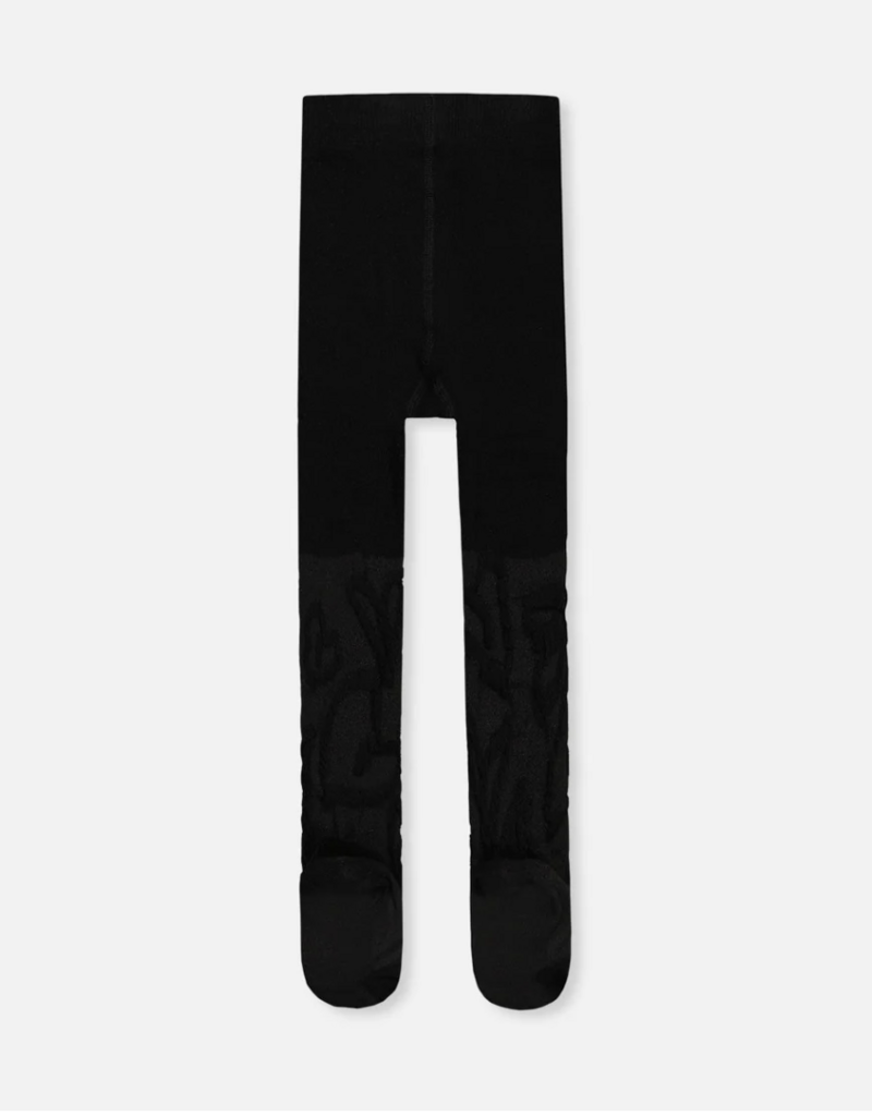 Deux par Deux Black Textured Knit Tights
