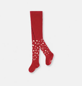 Deux par Deux Baby Knit Heart Tights Deep Red