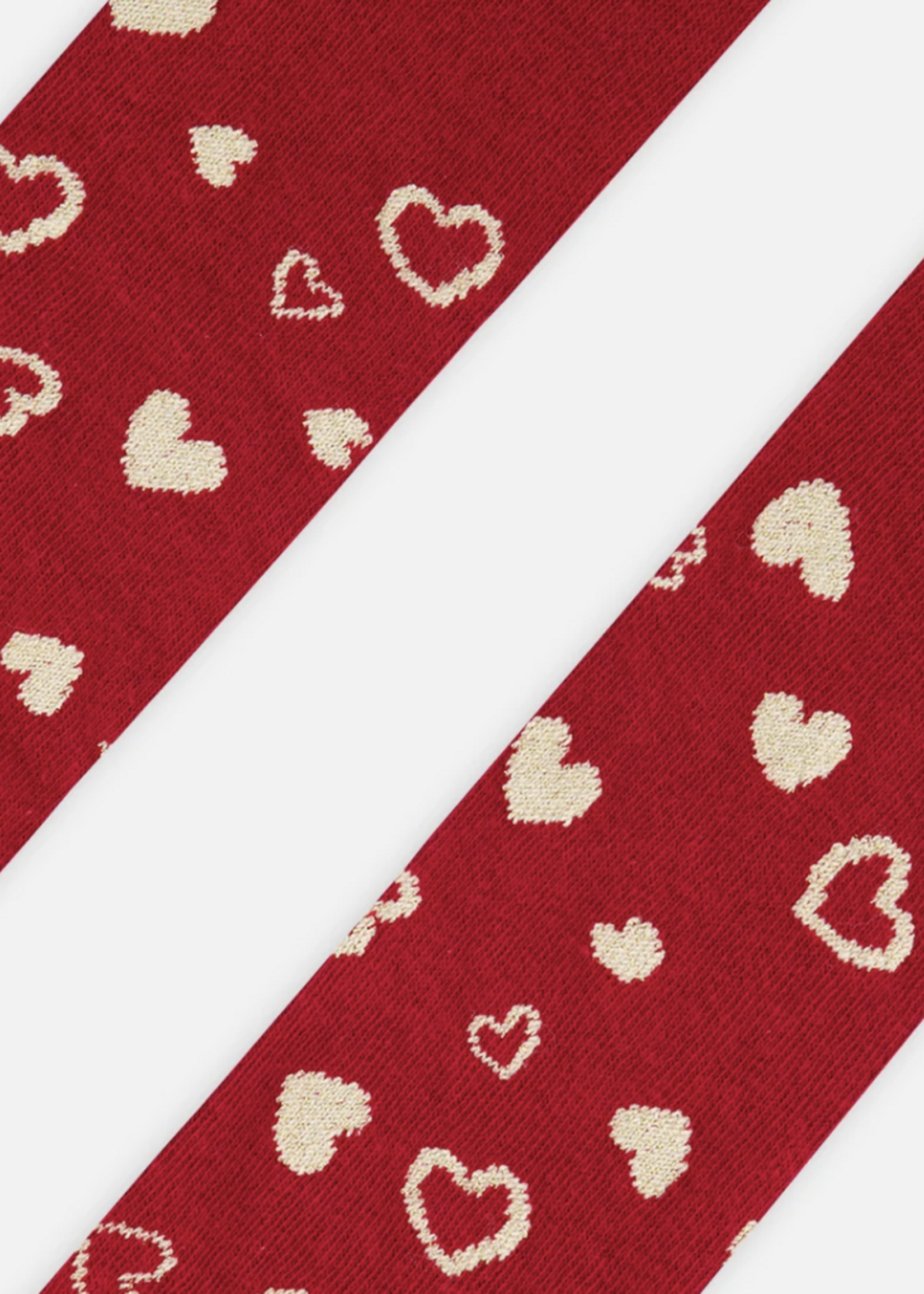 Deux par Deux Baby Knit Heart Tights Deep Red