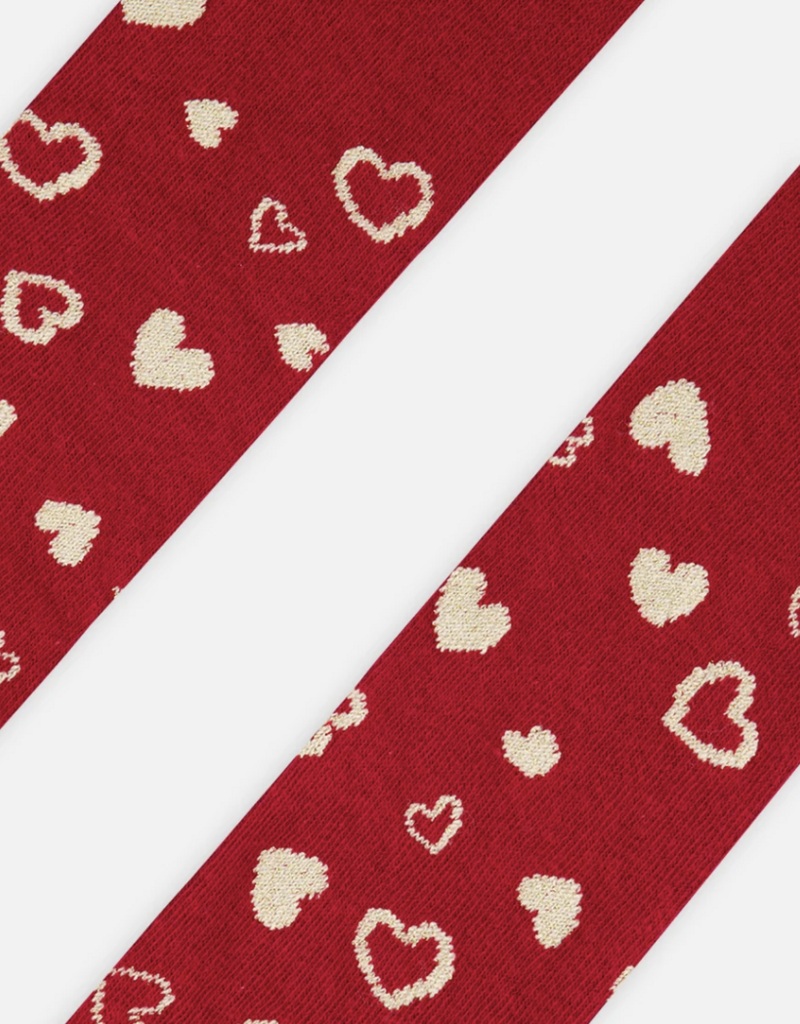 Deux par Deux Baby Knit Heart Tights Deep Red