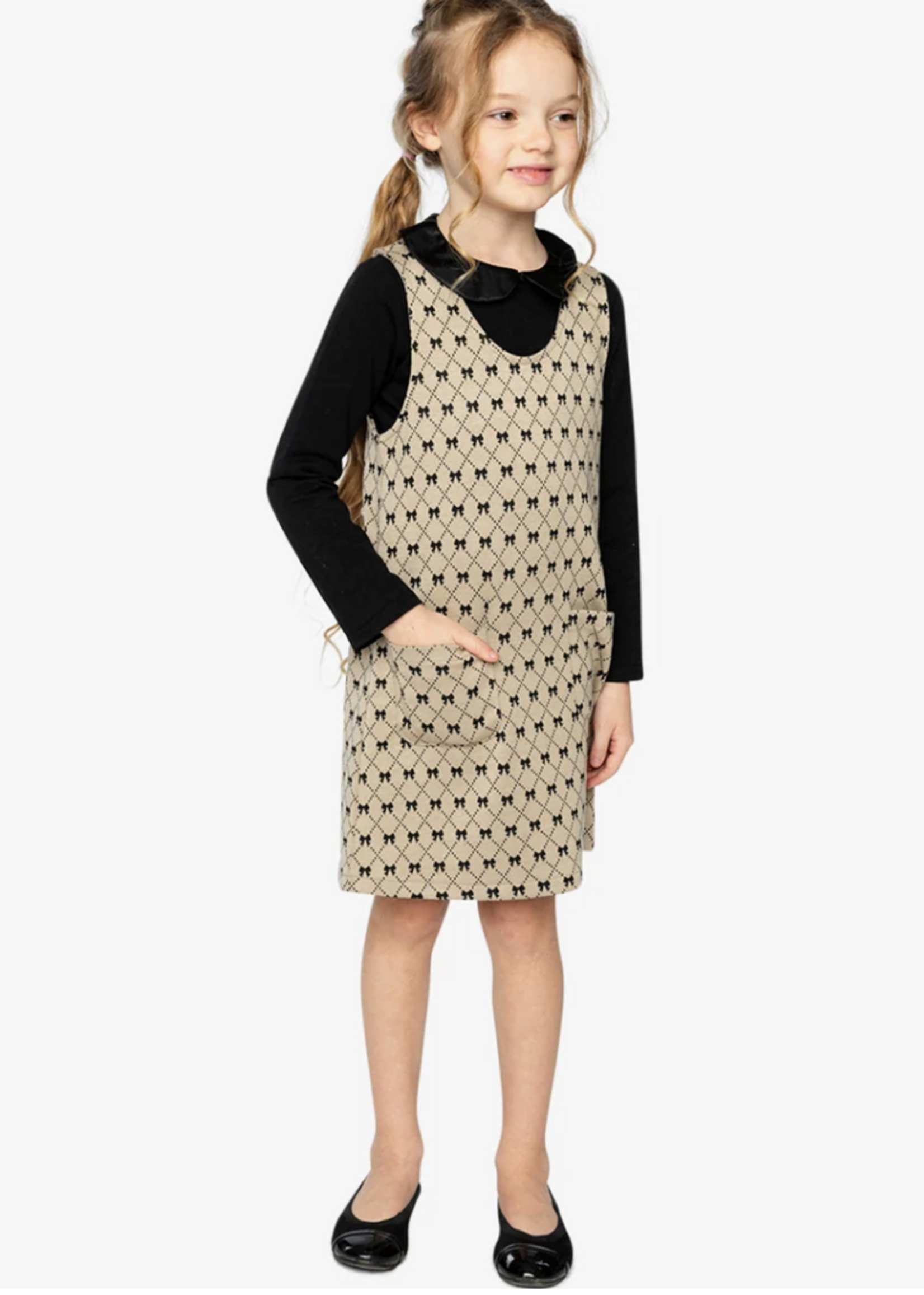 Deux par Deux Jumper Gold Black Jacquard  Bows