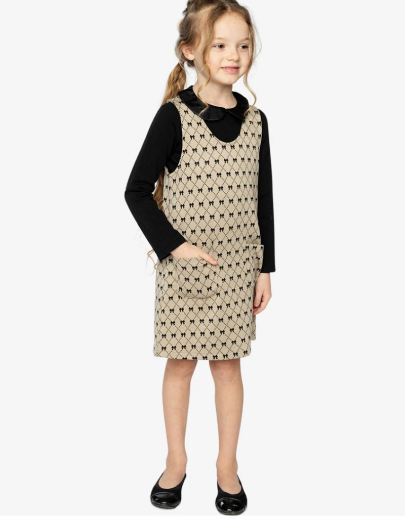 Deux par Deux Jumper Gold Black Jacquard  Bows