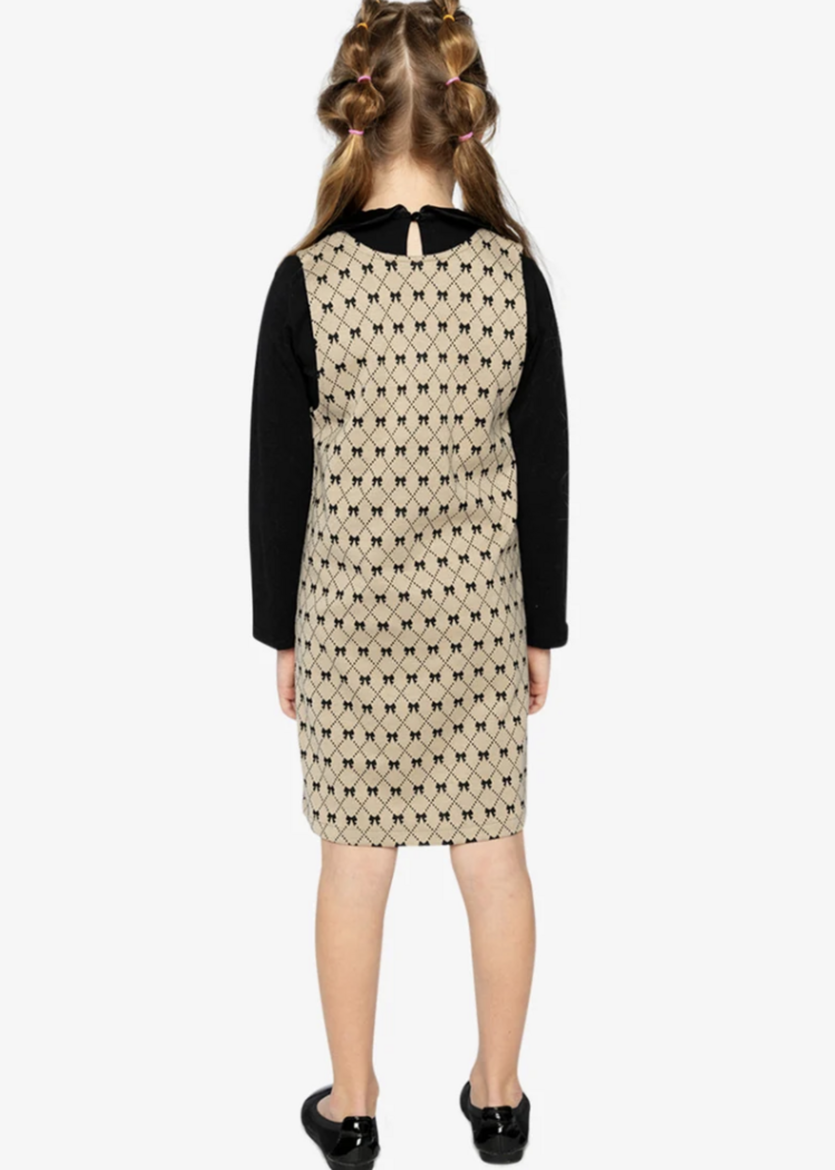 Deux par Deux Jumper Gold Black Jacquard  Bows