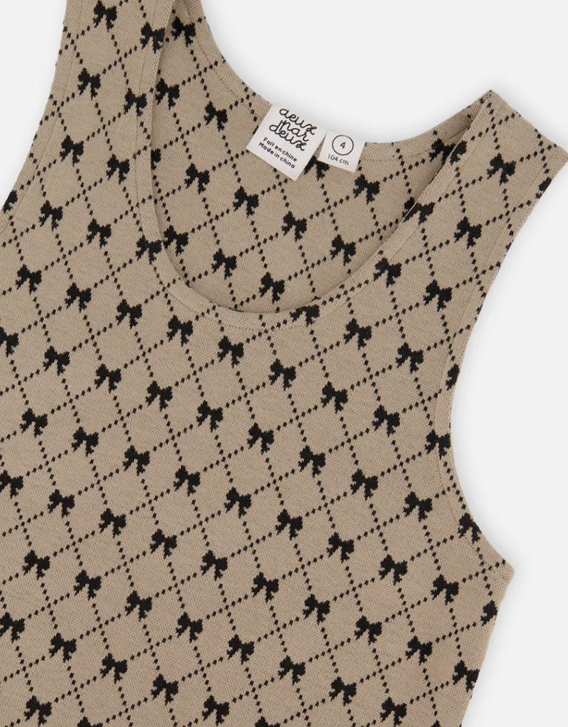 Deux par Deux Jumper Gold Black Jacquard  Bows