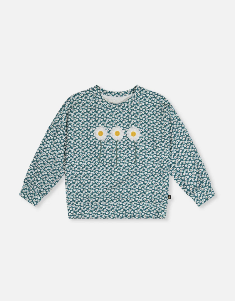 Deux par Deux Printed Jersey Long Sleeve T-Shirt Ditsy Flowers