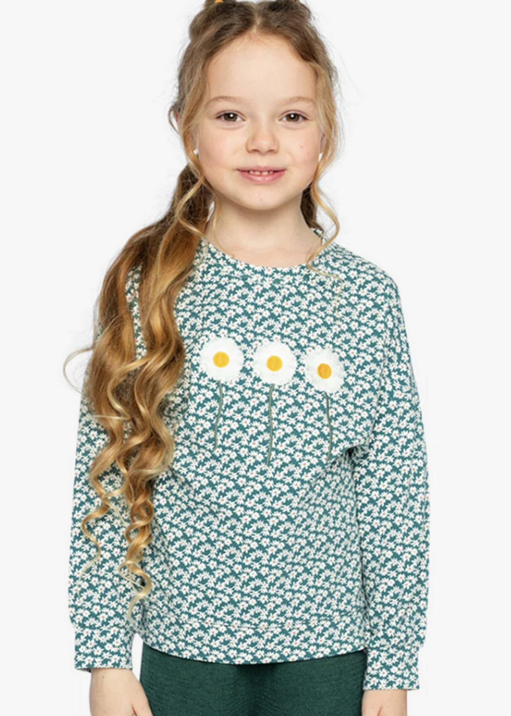 Deux par Deux Printed Jersey Long Sleeve T-Shirt Ditsy Flowers