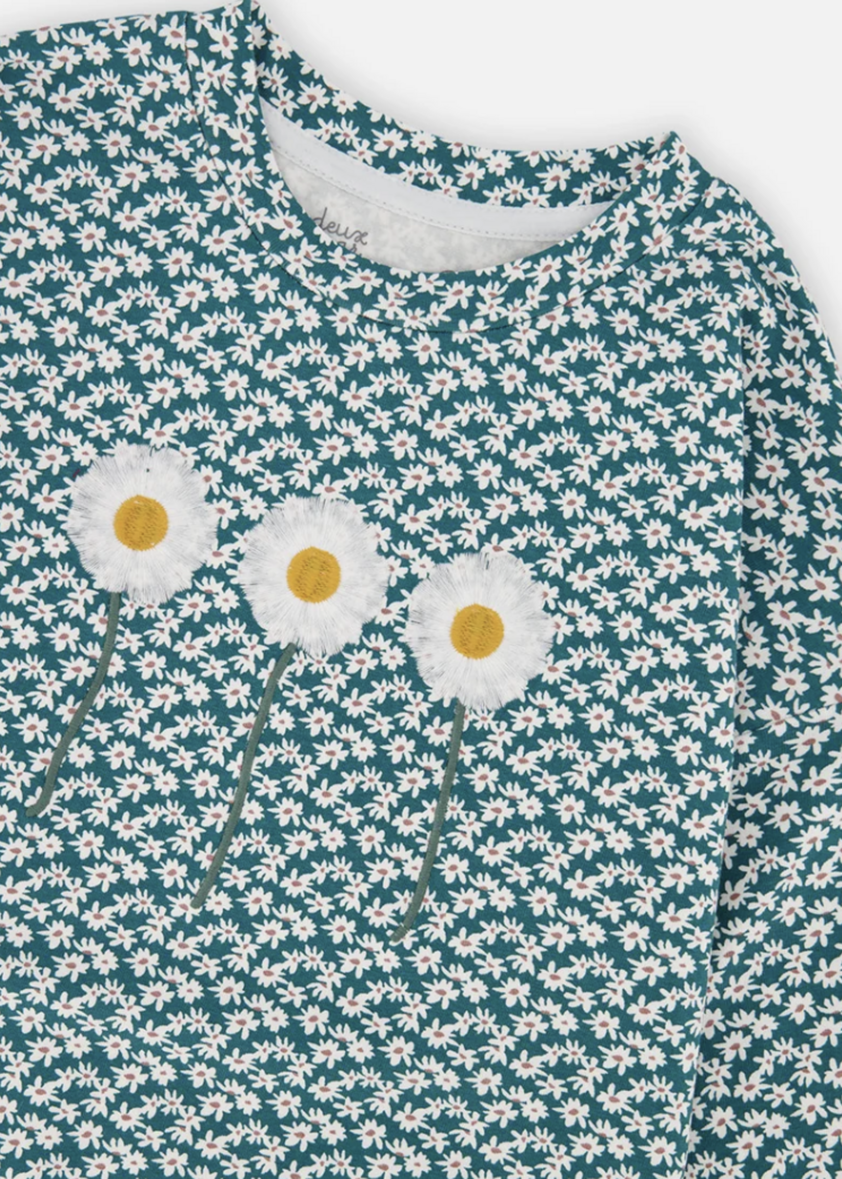 Deux par Deux Printed Jersey Long Sleeve T-Shirt Ditsy Flowers