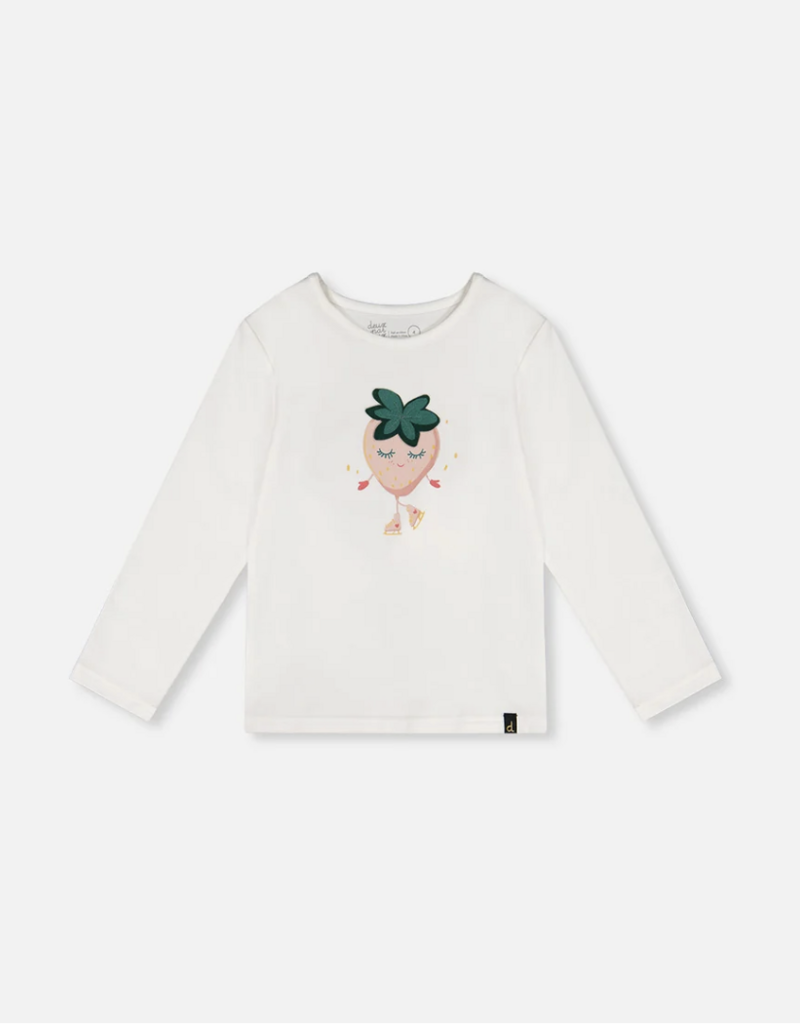 Deux par Deux L/S Organic Cotton T-Shirt w/Strawberry Print
