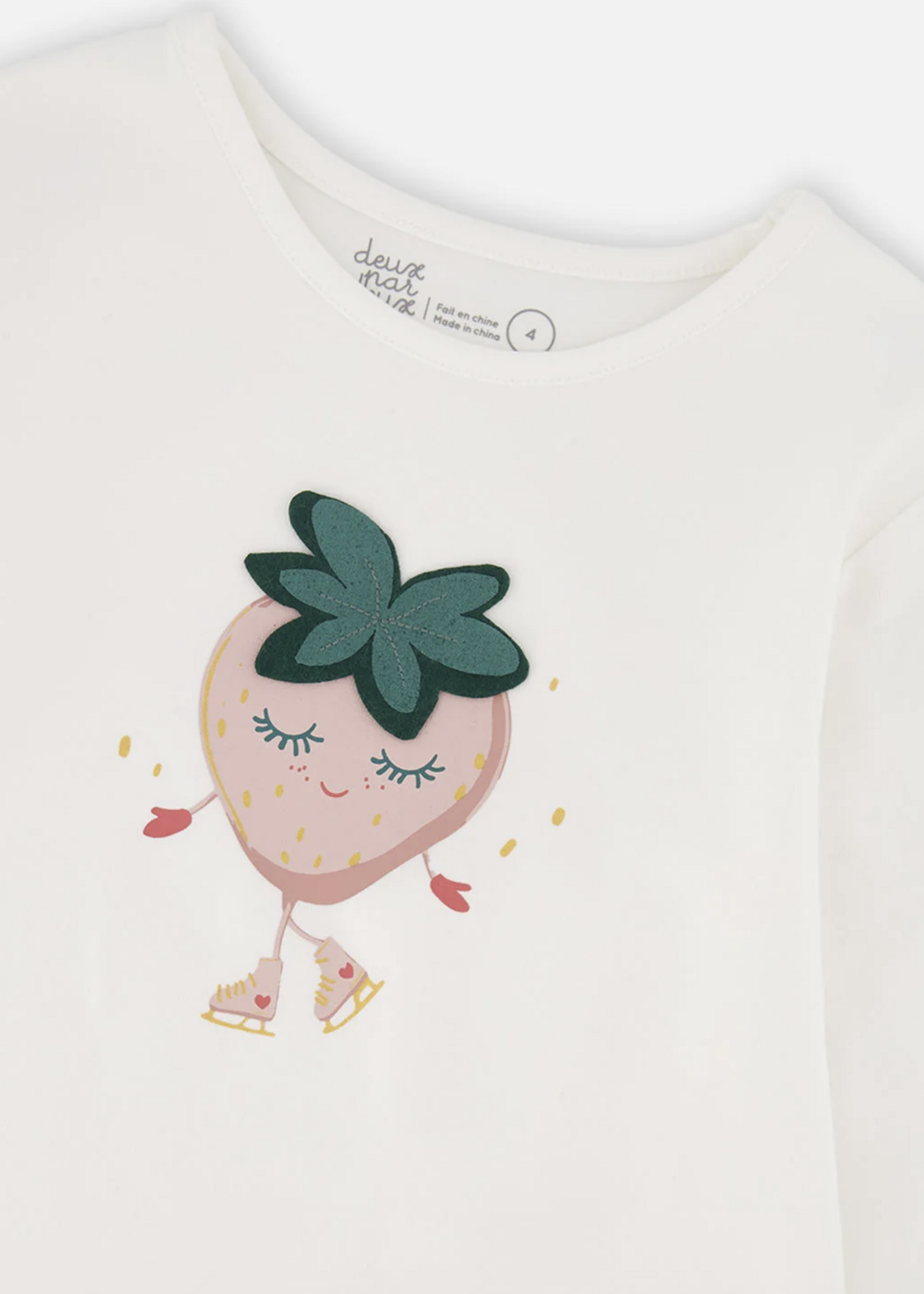 Deux par Deux L/S Organic Cotton T-Shirt w/Strawberry Print