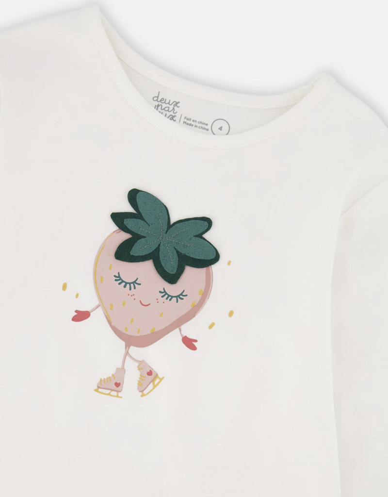 Deux par Deux L/S Organic Cotton T-Shirt w/Strawberry Print