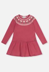Deux par Deux Knit Dress w/Flower Rose Wine