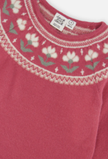 Deux par Deux Knit Dress w/Flower Rose Wine