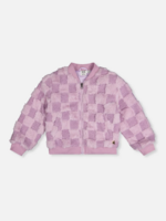 Deux par Deux Faux Fur Jacquard Bomber Violet
