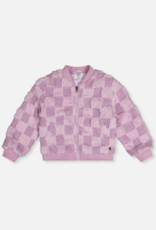 Deux par Deux Faux Fur Jacquard Bomber Violet