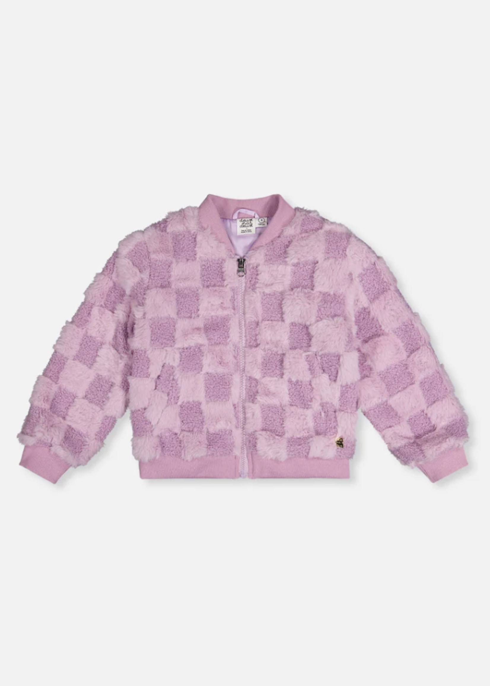 Deux par Deux Faux Fur Jacquard Bomber Violet