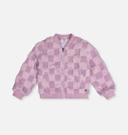 Deux par Deux Faux Fur Jacquard Bomber Violet
