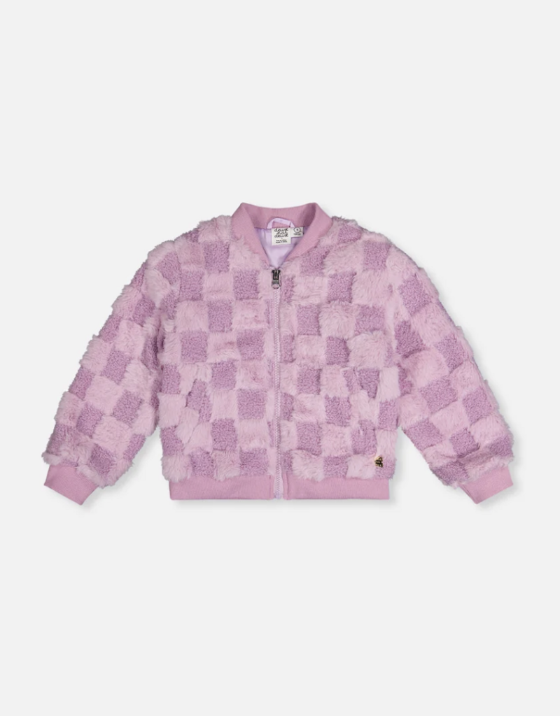 Deux par Deux Faux Fur Jacquard Bomber Violet