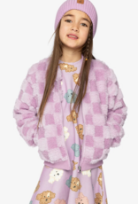 Deux par Deux Faux Fur Jacquard Bomber Violet