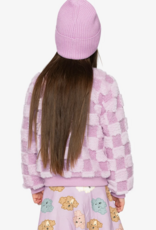 Deux par Deux Faux Fur Jacquard Bomber Violet