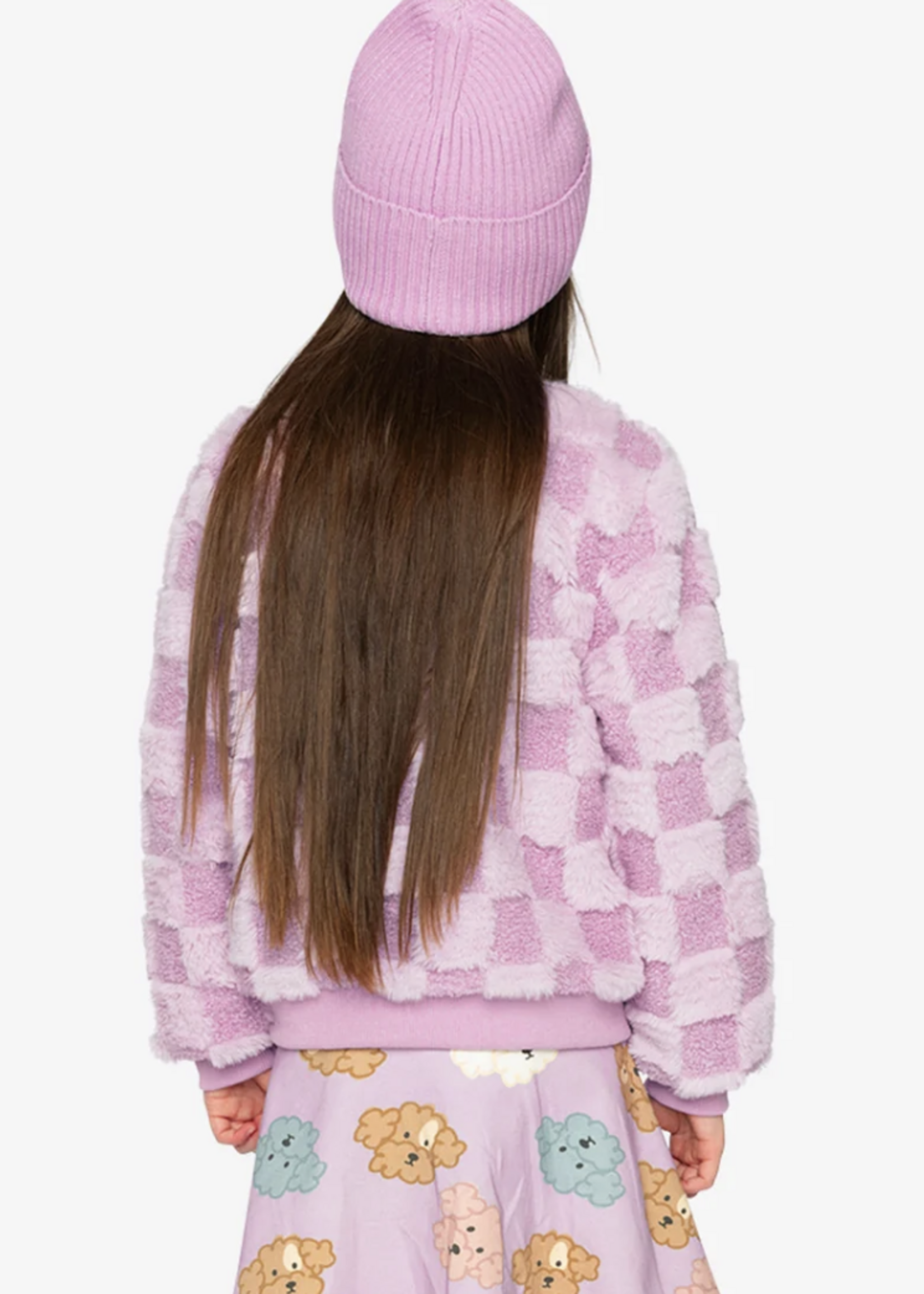 Deux par Deux Faux Fur Jacquard Bomber Violet