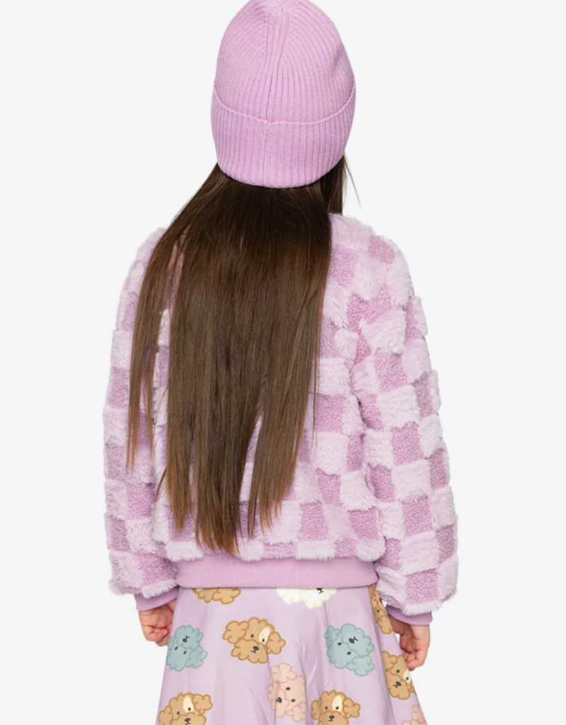 Deux par Deux Faux Fur Jacquard Bomber Violet