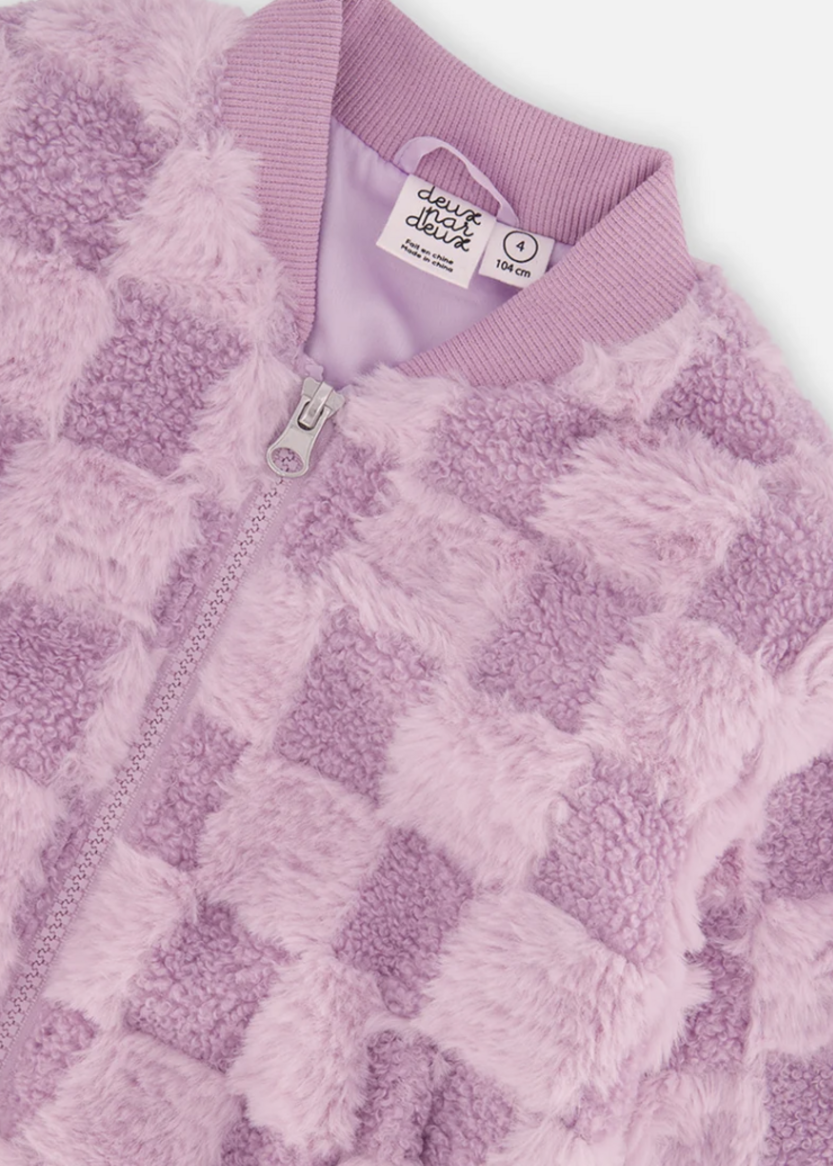 Deux par Deux Faux Fur Jacquard Bomber Violet