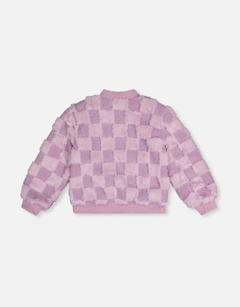 Deux par Deux Faux Fur Jacquard Bomber Violet