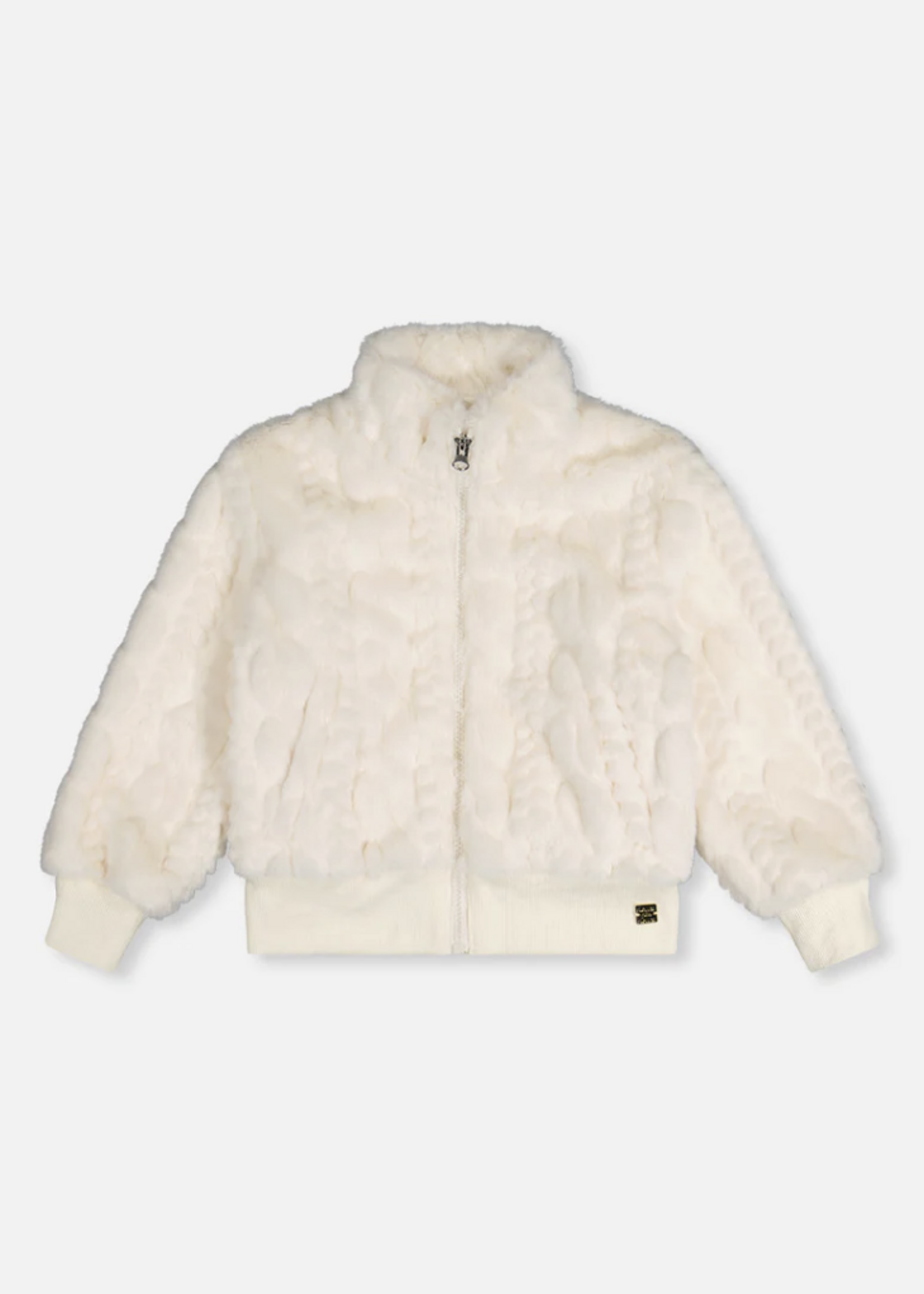 Deux par Deux Faux Fur Jacquard Jacket Off White