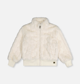 Deux par Deux Faux Fur Jacquard Jacket Off White