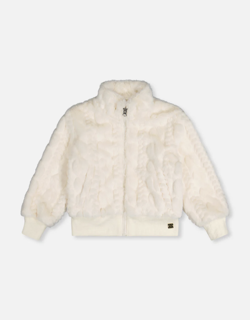 Deux par Deux Faux Fur Jacquard Jacket Off White
