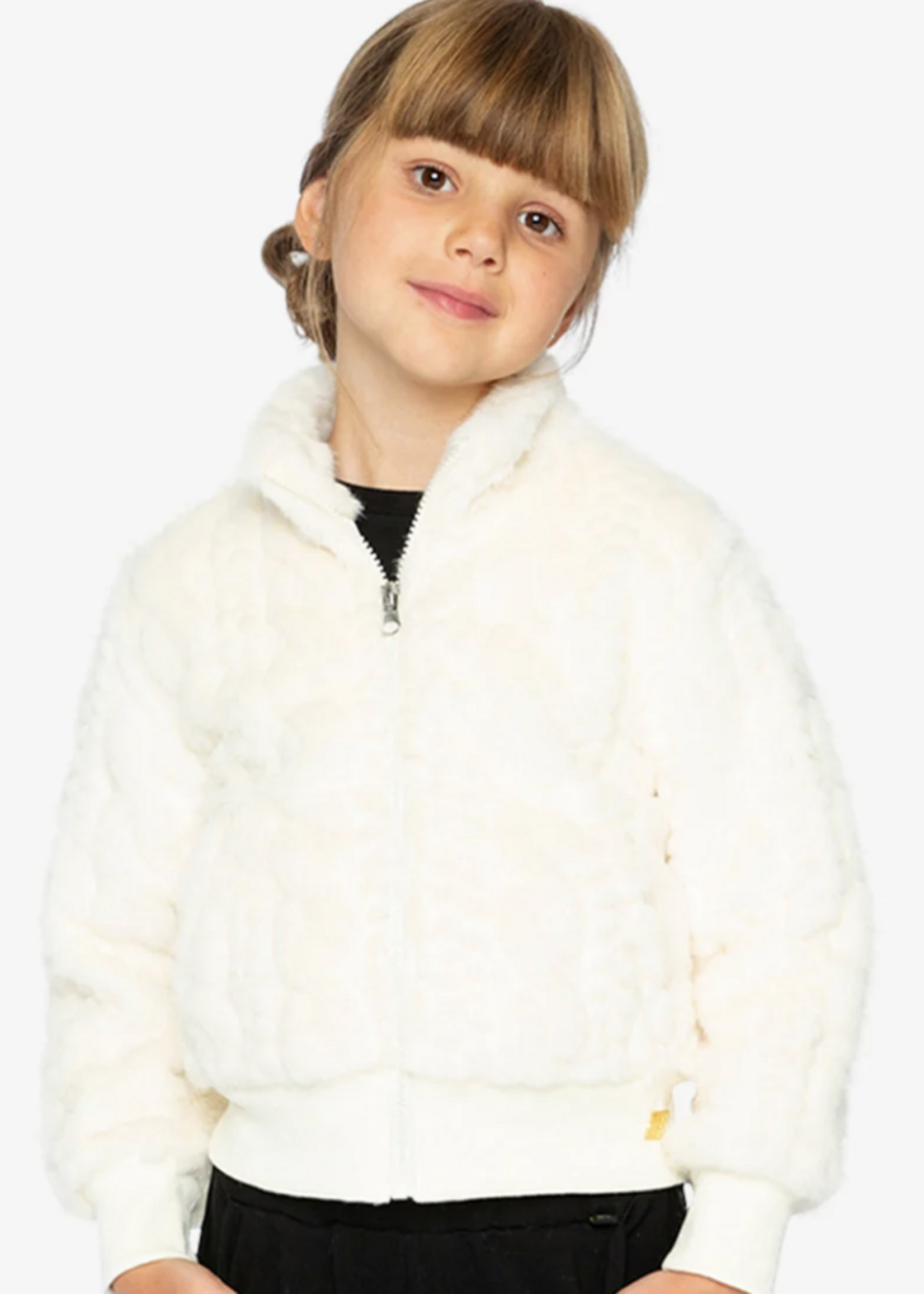 Deux par Deux Faux Fur Jacquard Jacket Off White