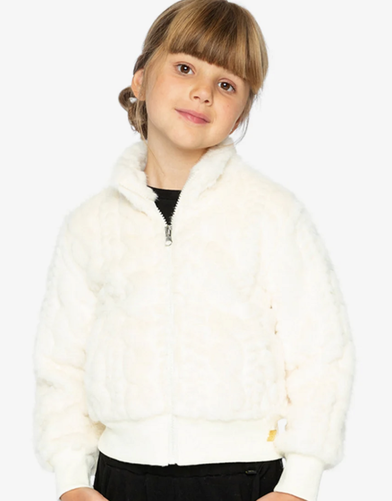 Deux par Deux Faux Fur Jacquard Jacket Off White