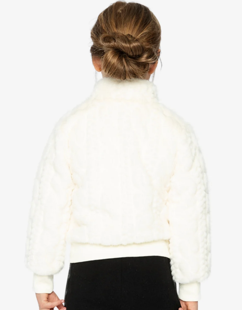 Deux par Deux Faux Fur Jacquard Jacket Off White