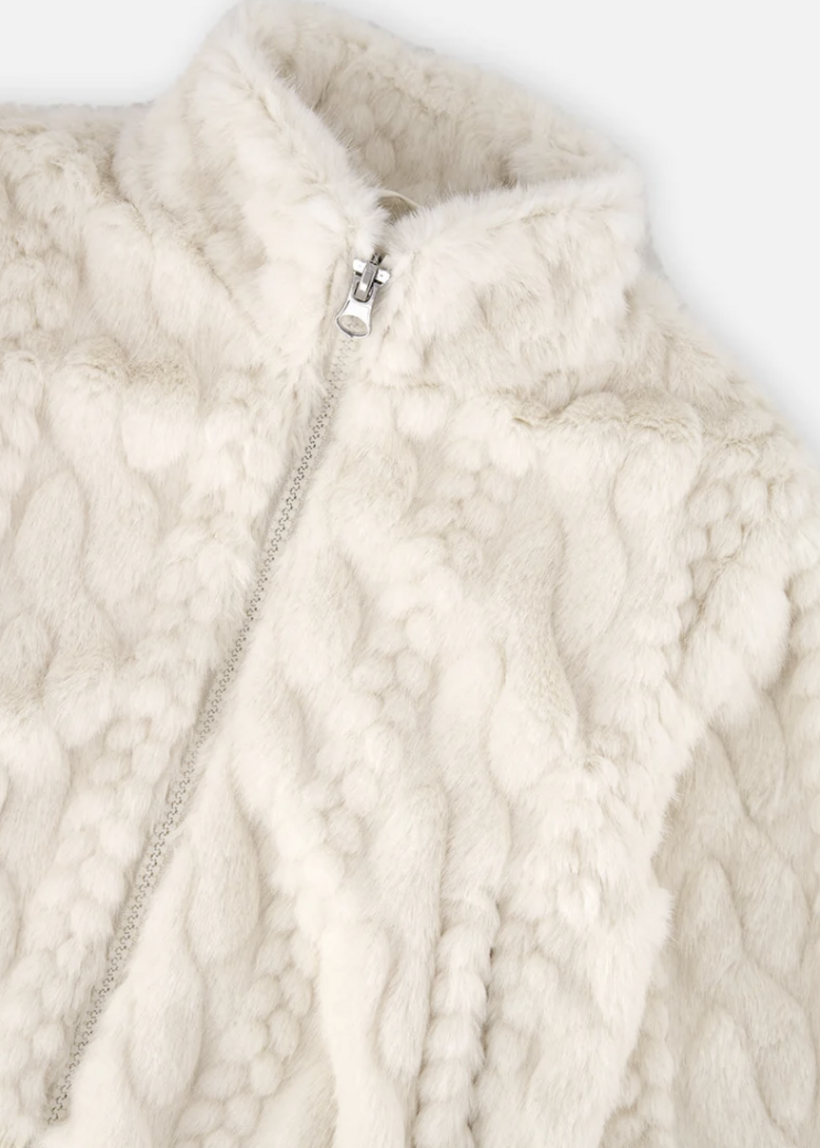 Deux par Deux Faux Fur Jacquard Jacket Off White