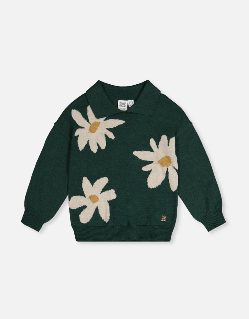 Deux par Deux Sweater Flowers Jasper