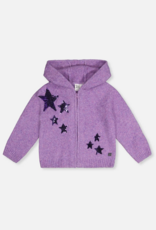 Deux par Deux Hooded Knit Cardigan Violet Tulip