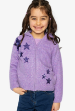 Deux par Deux Hooded Knit Cardigan Violet Tulip