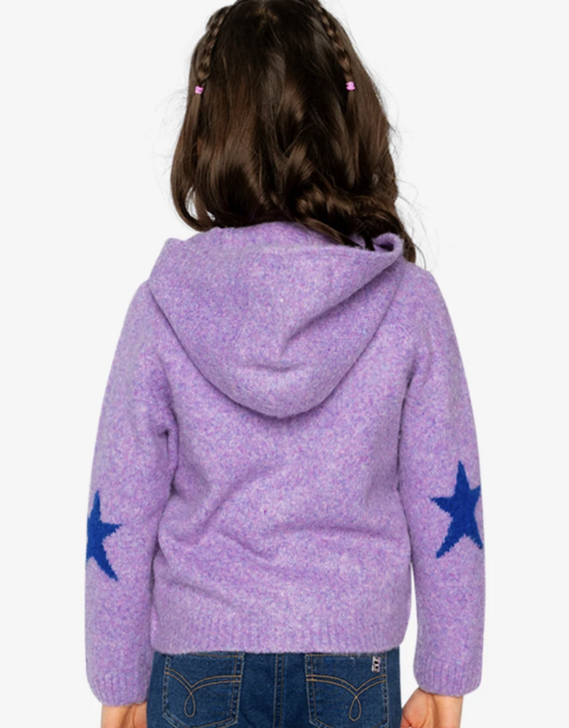Deux par Deux Hooded Knit Cardigan Violet Tulip