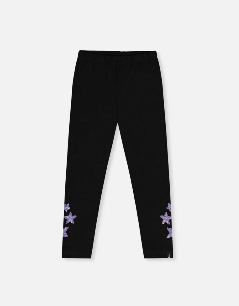 Deux par Deux Organic Jersey Leggings Black w/Stars