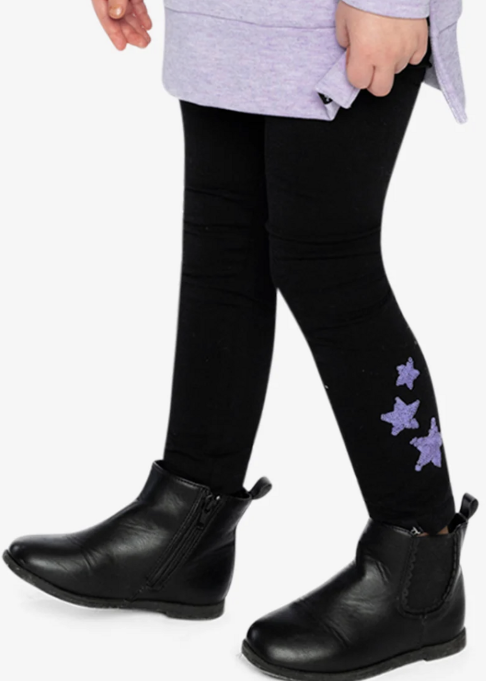 Deux par Deux Organic Jersey Leggings Black w/Stars