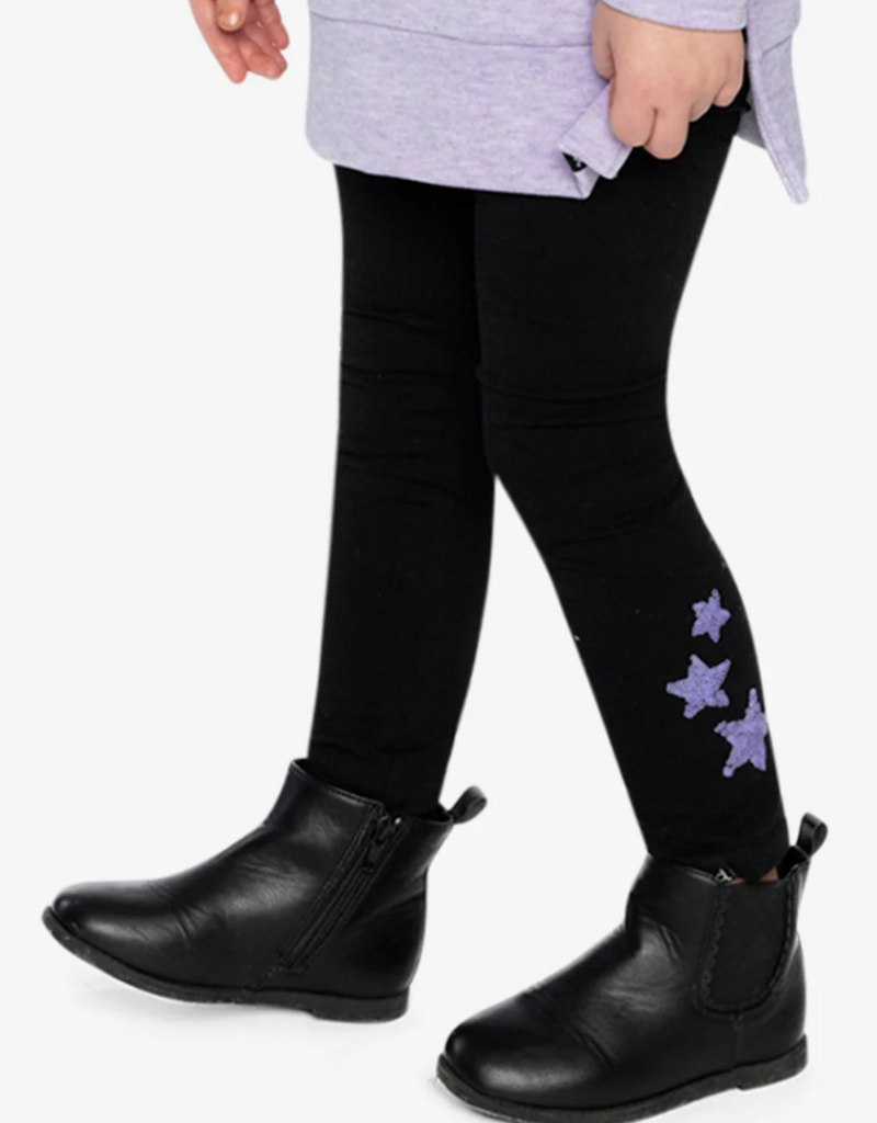 Deux par Deux Organic Jersey Leggings Black w/Stars